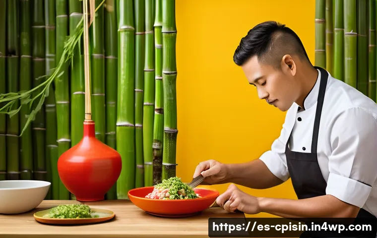 퓨전 요리의 창의적 마인드셋 개발하기 - A vibrant fusion kitchen scene showcasing a skilled chef preparing a colorful dish that blends Japan...