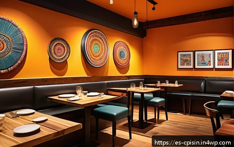 퓨전 요리의 브랜드 가치 증대 전략 - A warm, inviting fusion restaurant interior inspired by Latin American culture, featuring rustic woo...